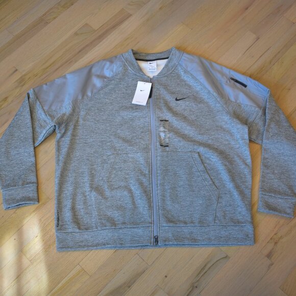 NWT Nike Mens Therma-FIT Gray Full Zip Training Bomber Jacket - Picture 2 of 9